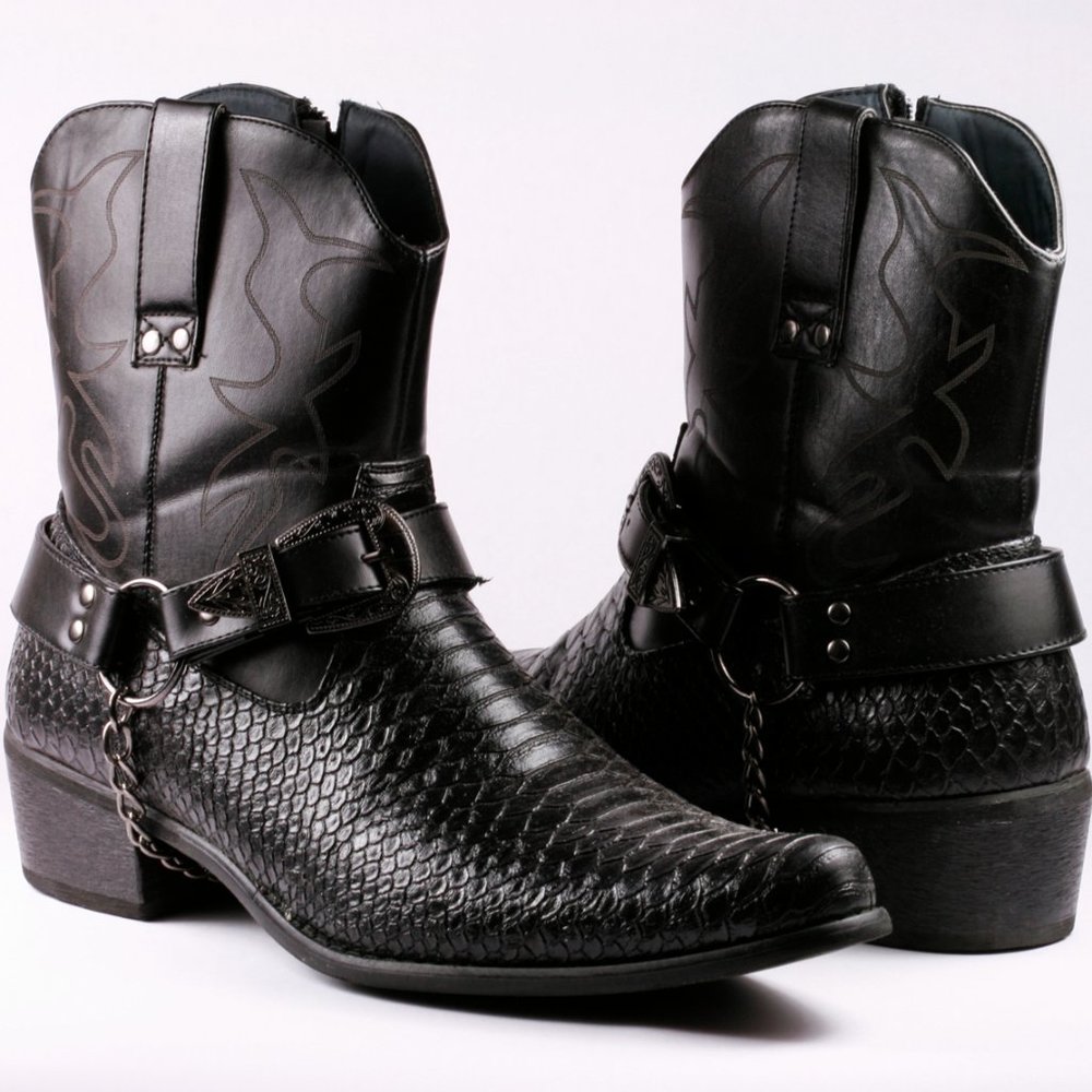 Men's Black Western Cowboy Boots